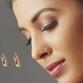 Pink Gem Nose Ring – Double Row Gold & Silver Plated Combo