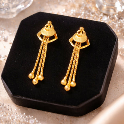 Elegant Golden Drop Earrings for Women & Girls | Lightweight Stylish Party Wear Earrings