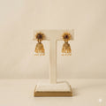 Traditional Antique Gold Sunflower Ruby Jhumka Earrings