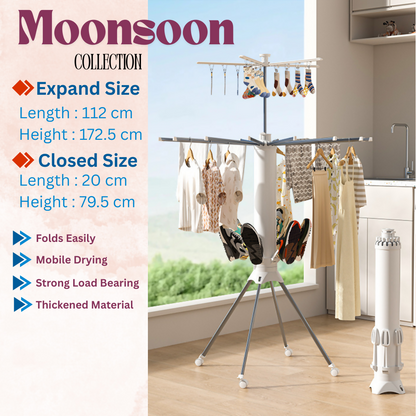 Octopus 16 Rail Cylinder Cloth Drying Stand With Shoe Dryer | 4 Legs |Multi Layer