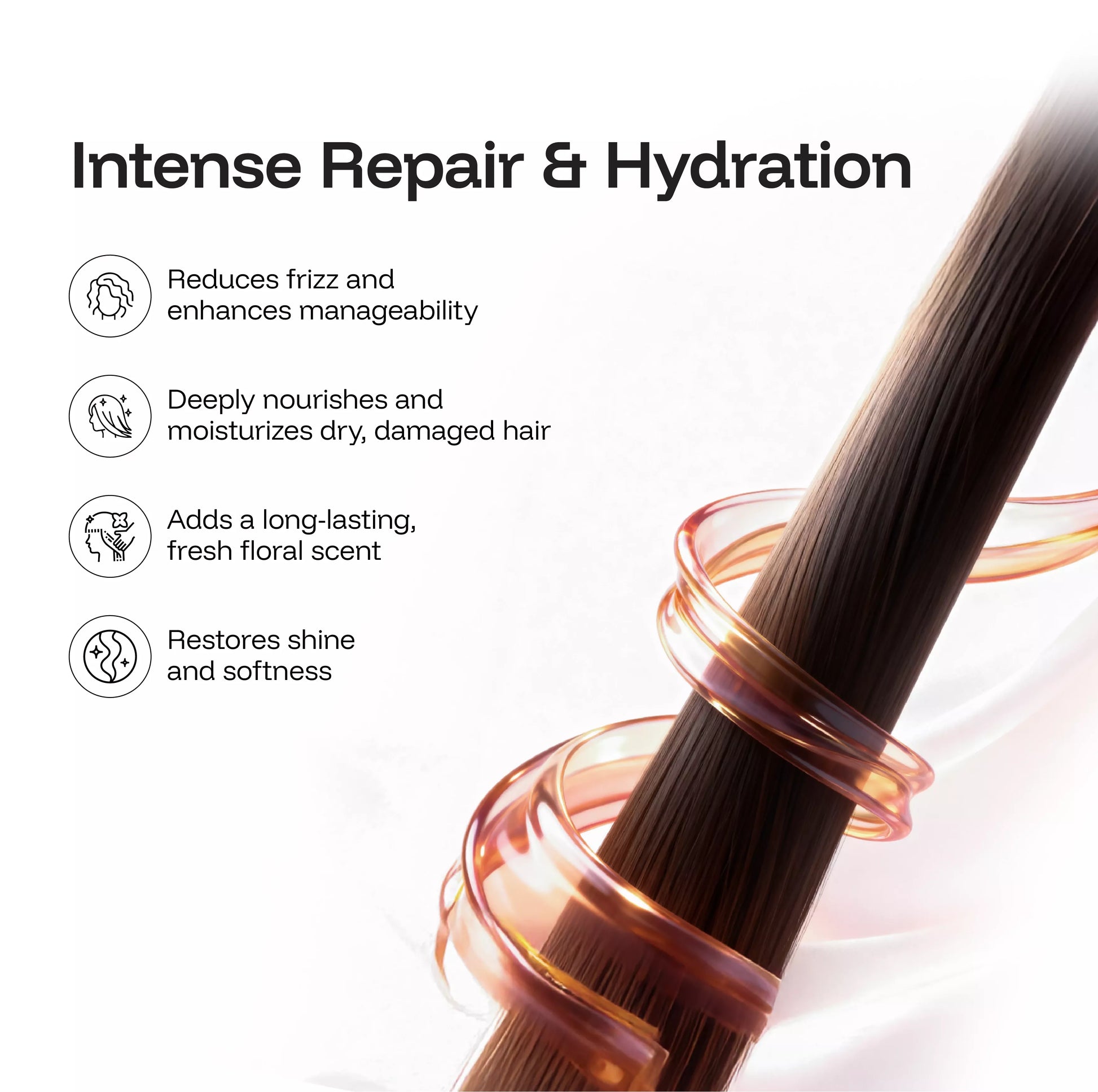 Healthy, shiny hair after using nourishing and repairing hair mask