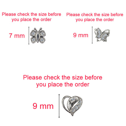 Heart-shaped sterling silver stud earrings adorned with cubic zirconia stones