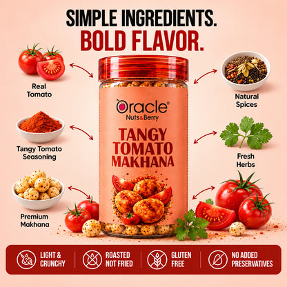 Tangy Tomato Makhana Premium Chatpata Roasted Crunchy Fox Nuts Tasty Snack (75g)