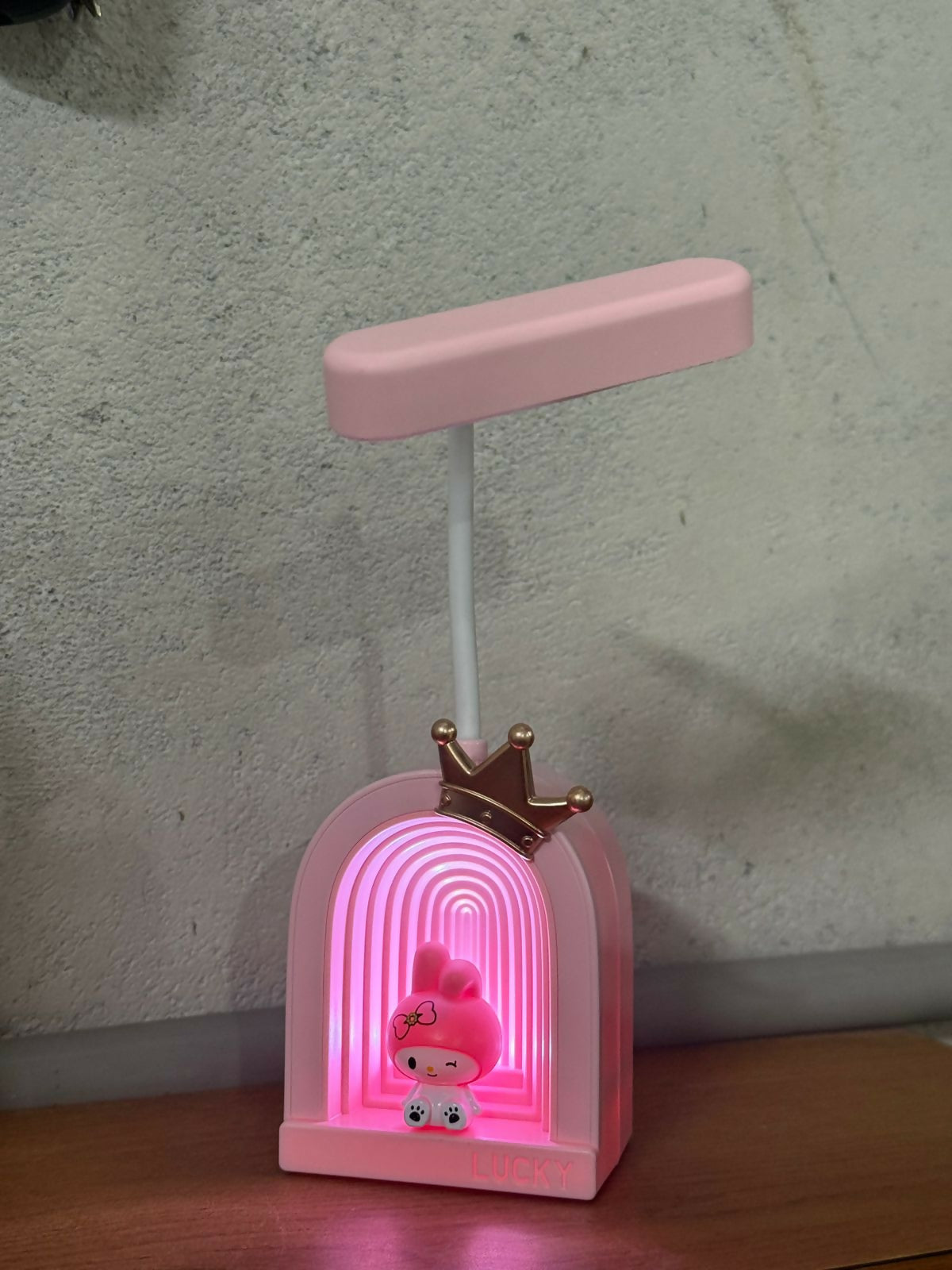 Cute Pink Lucky Cartoon LED Desk Lamp for Kids with Adjustable Neck Light
