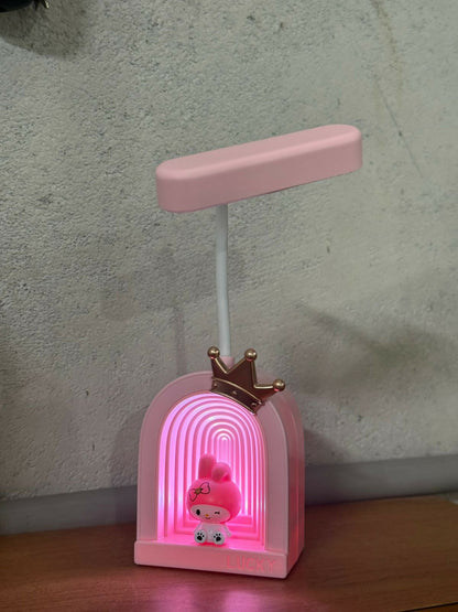 Cute Pink Lucky Cartoon LED Desk Lamp for Kids with Adjustable Neck Light