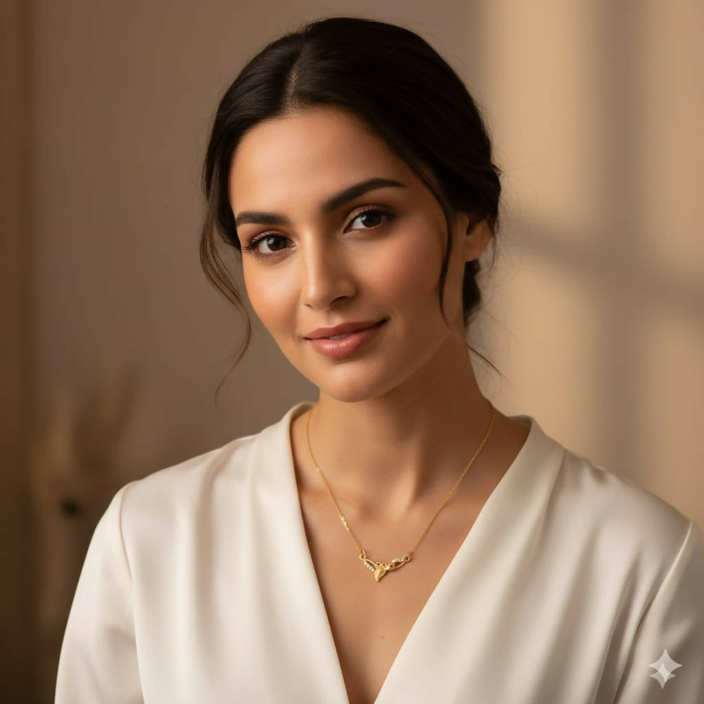 Gold Plated Floral Leaf Necklace with AD For women and girls