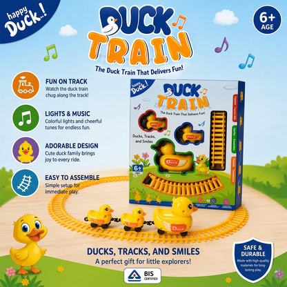 Front view of duck train toy
