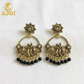 Radha Krishna Antique Gold Chandbali Earrings – Ethnic Elegance