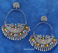 Silver Chandbali Earrings – Ethnic Peacocks Design with Meenakari