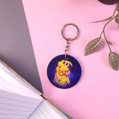 Hanuman Ji Printed Round Keychain – Durable, Vibrant & Lightweight Key Holder