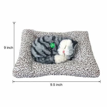 Sleeping Cat Plush Toy with Cushion for Car Dashboard, Home Decor Showpiece