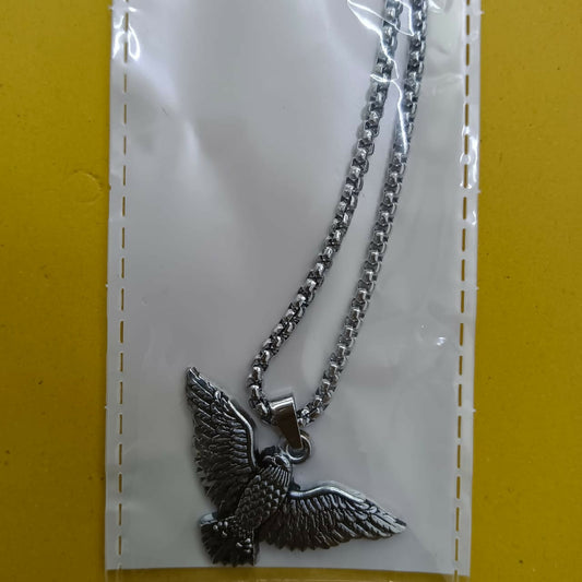 Winged Eagle Chain Pendant styled on neck