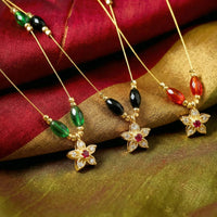 Elegant Multicolor Bead Necklace with Star Flower Pendant