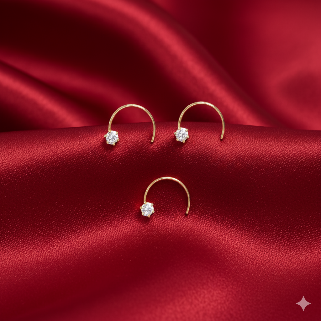 Gold Diamond AD Screw Back Nosepin Laung Koka Nathni combo pack of 3