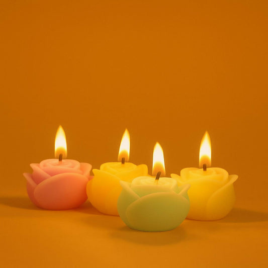 Set of 12 Rose Scented Candles – Decorative Aromatherapy Tea Light Candles for Home, Bedroom, Spa, Parties, and Gifting – Long Lasting Fragrance, Romantic Rose Shape, Multicolor