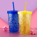 Jelly Sipper Glass with Straw – Reusable Colorful Drinking Cup for Kids & Adults (1Pc, Mix Colour)
