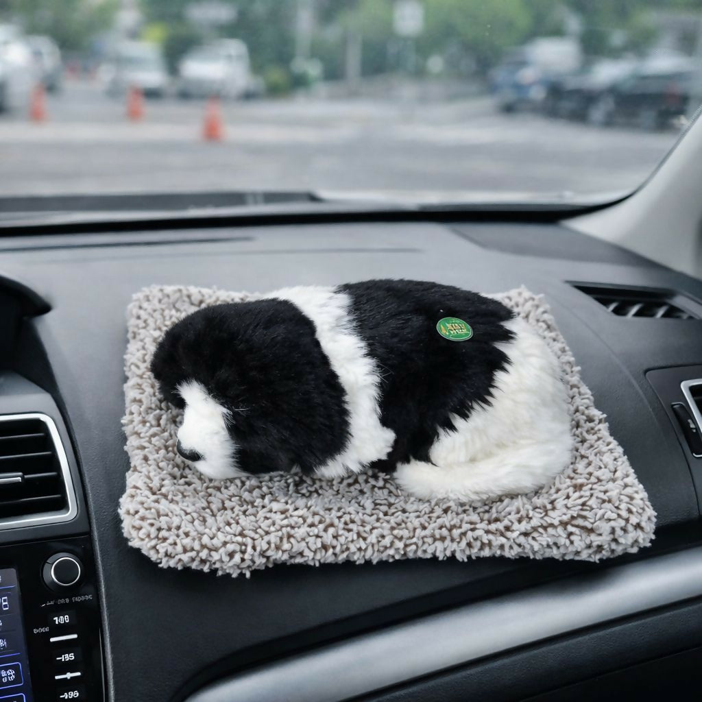 Realistic Sleeping Puppy Car Dashboard Decor Plush Toy