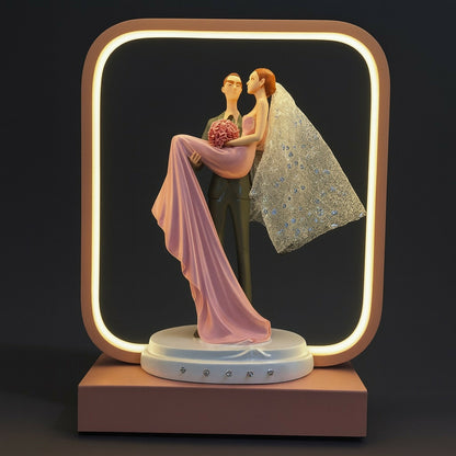 Romantic Couple LED Night Lamp | Bride & Groom Figurine with Soft Warm Light | Wedding Anniversary, Valentine Gift, Home Decor Table Lamp for Bedroom & Living Room