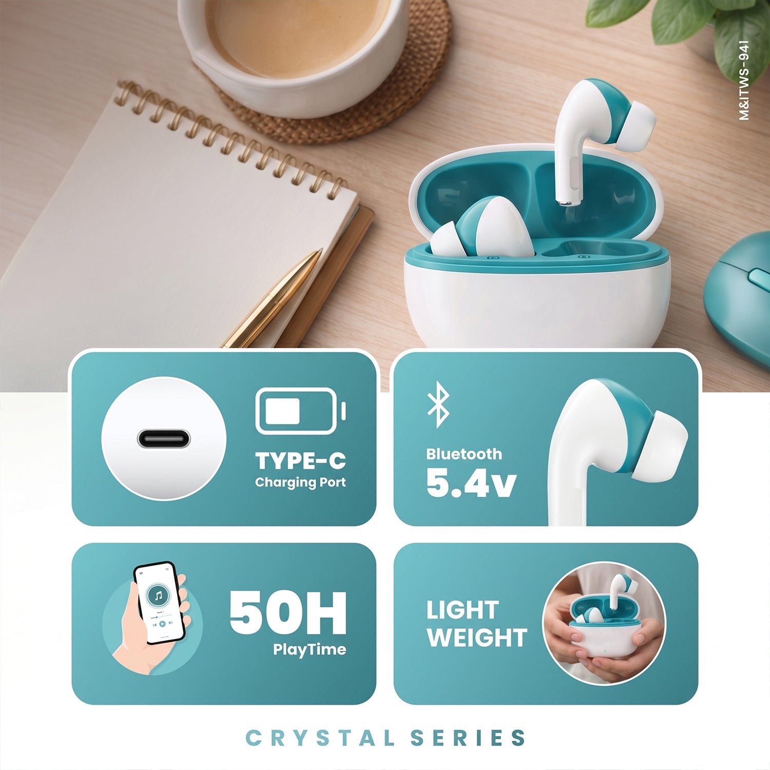 Crystal Series Wireless Bluetooth Earbuds (1 Pc)