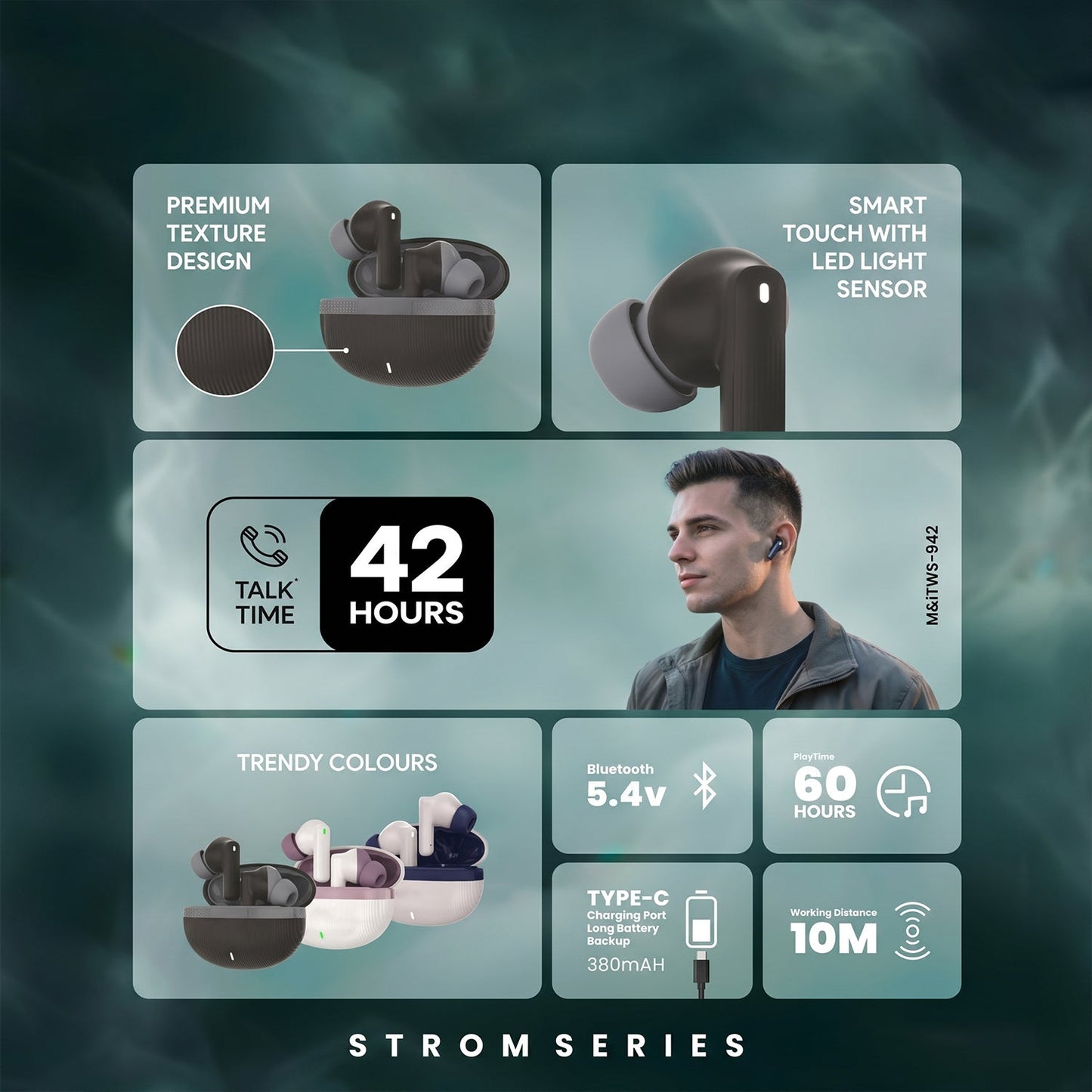 Strom Series Wireless Bluetooth Earbuds (1 Pc)