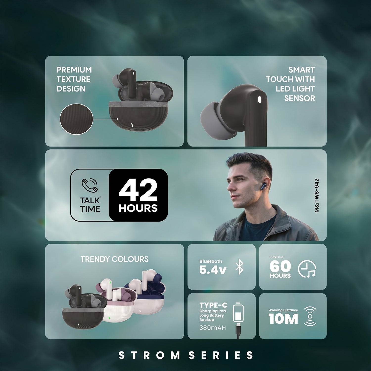 Strom Series Wireless Bluetooth Earbuds (1 Pc)