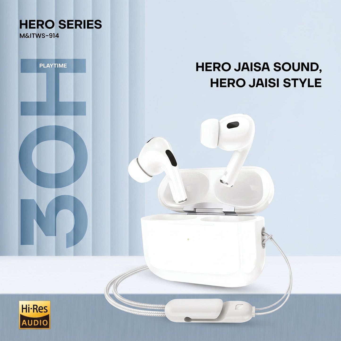 Hero Series Wireless Bluetooth Earbuds with charging case and box