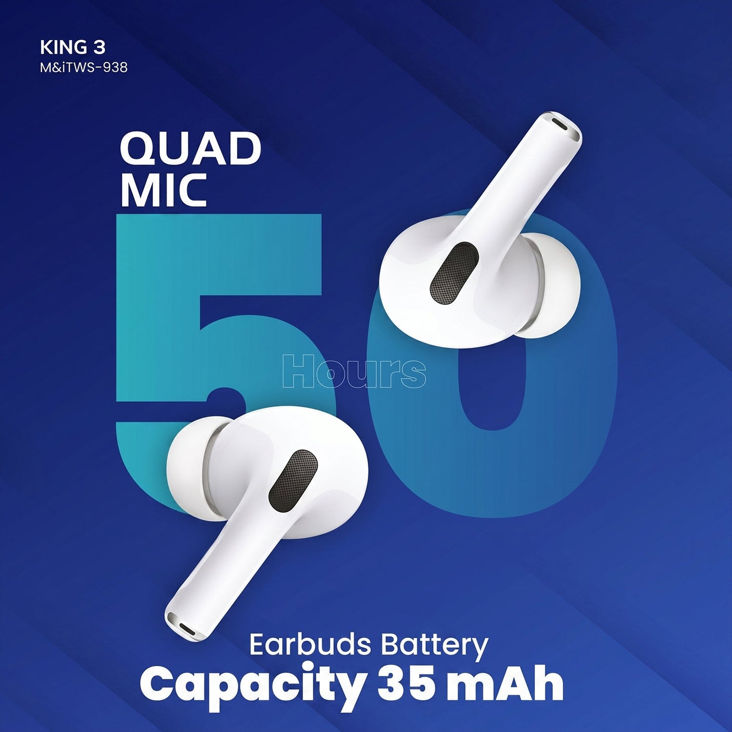 Quad Mic Wireless Bluetooth Earbuds with secure fit design