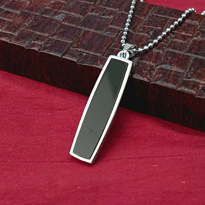 Black Enamel Chain Pendant For Men