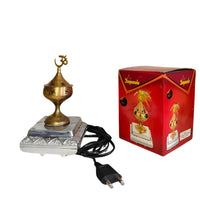 Electric Rotating Kalash with Om Symbol and Plastic Stand for Pooja Room and Home Temple Decoration