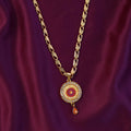 Gold Pendant Necklace – Traditional Mandala Design with Stone Detailing