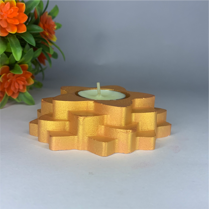 Handmade Flower 4-Step Diya – Rose Gold | Layered Tealight Holder for Diwali, Pooja & Home Décor | Unique Festival Gift Item