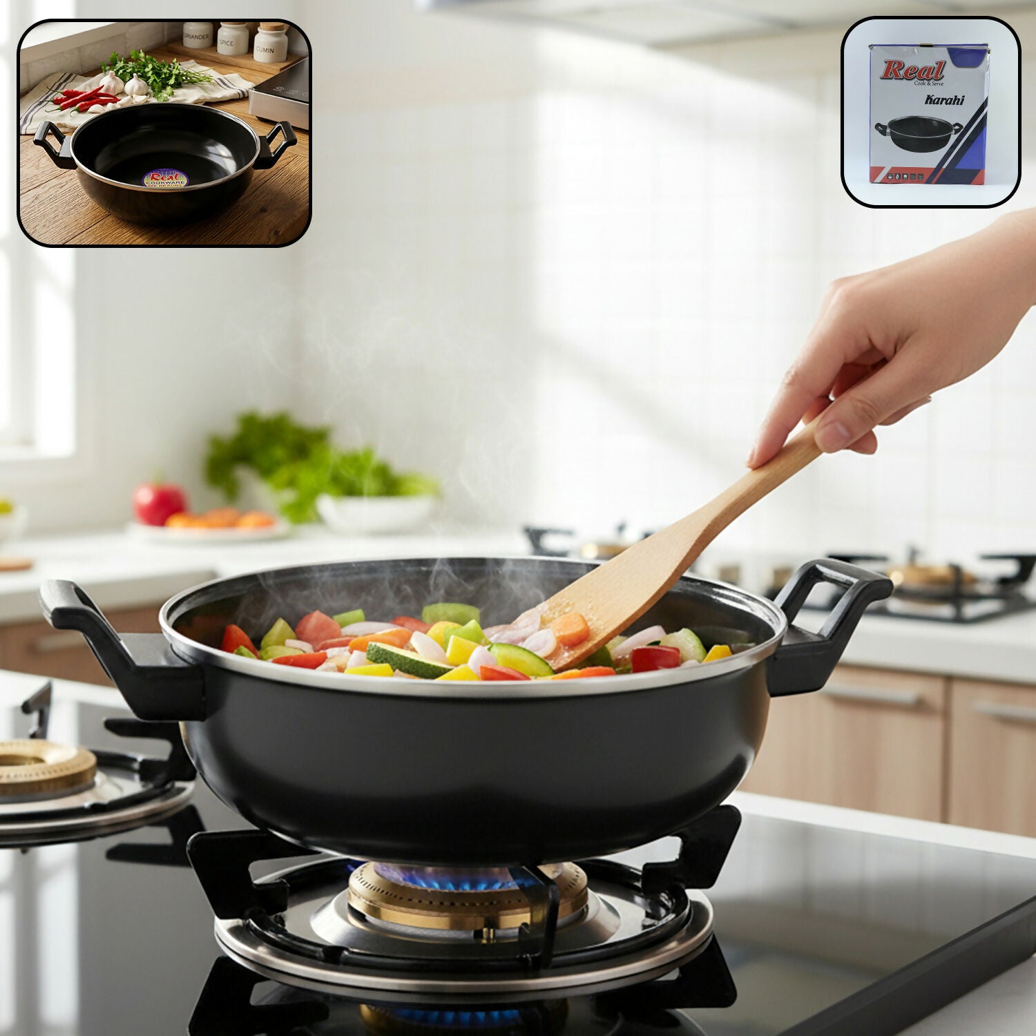 Multipurpose Kitchen Cooking Pan for Frying, Stir Fry, Curry & Vegetable Cooking