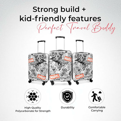 Novex Marvel Avenger Kids Trolley Bags for Travel Polycarbonate Luggage /Suitcase with 4 Wheel (Black,18 Inch)