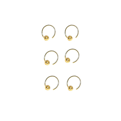 Gold Ball Nose Stud Nosering Laung Koka Nathni combo pack of 6 for women and girls