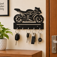 Motorcycle Design Wall Mounted Key Holder with 5 Hooks Decorative Organizer for Home