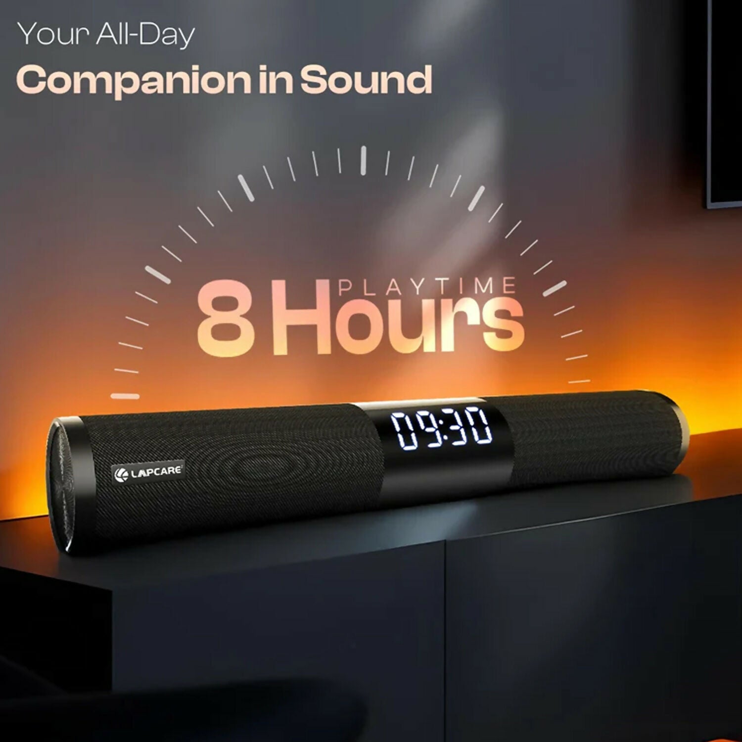 Lapcare Wireless Bluetooth Speaker with Digital Clock Display and Portable Design