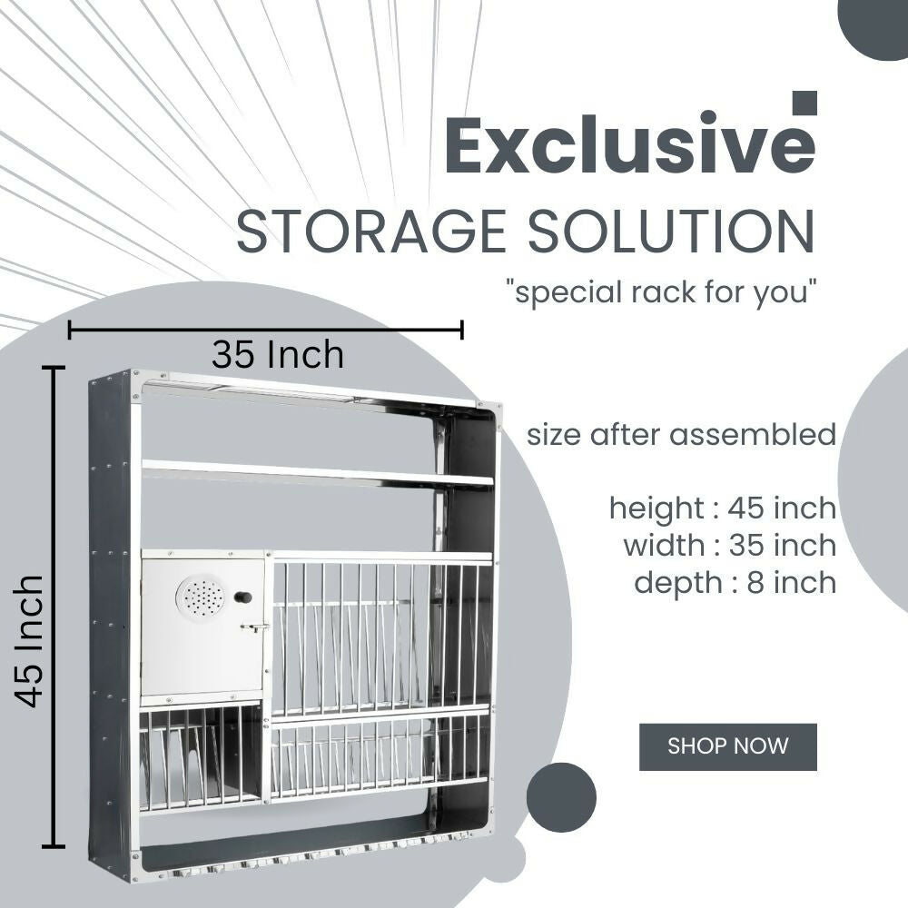Wall-Mounted Stainless Steel Dish Rack – Heavy-Duty 35×45 cm Storage Organizer