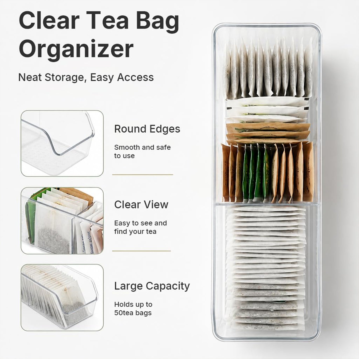 Transparent plastic tea bag storage organizer 6