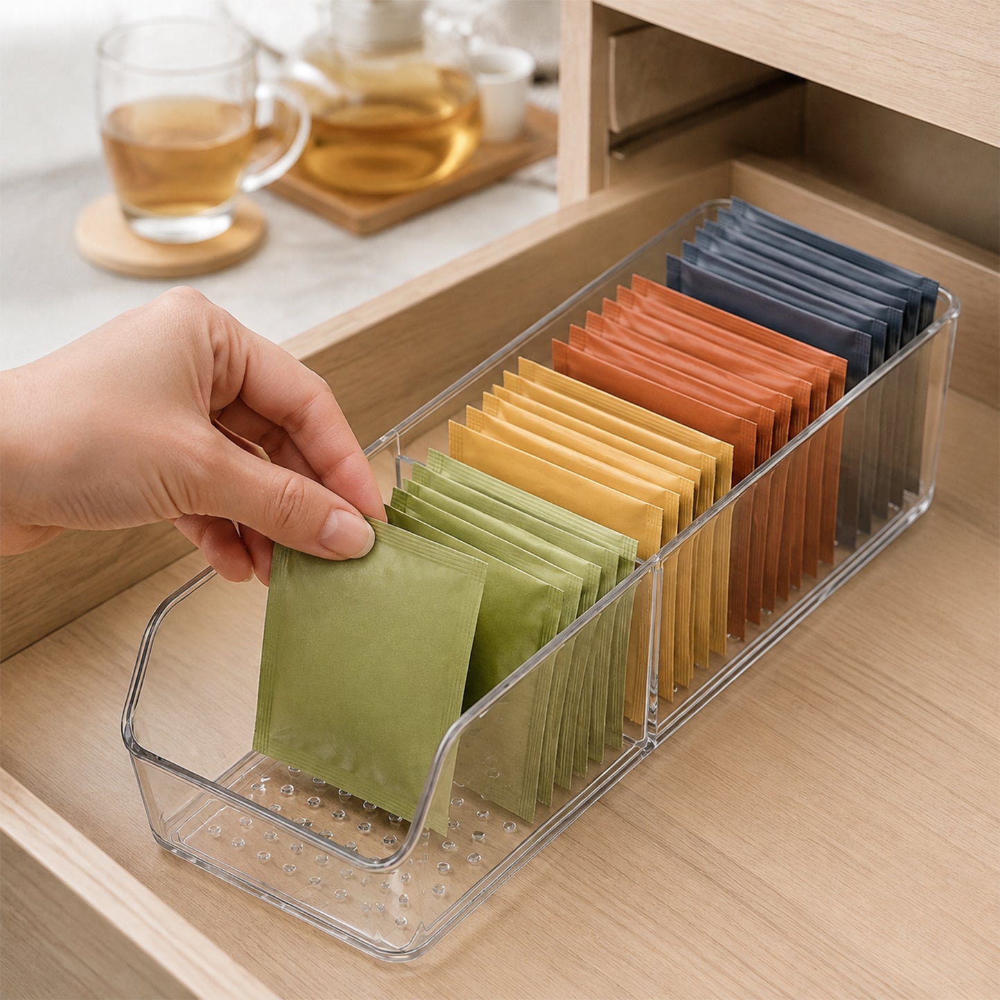 Transparent plastic tea bag storage organizer 8