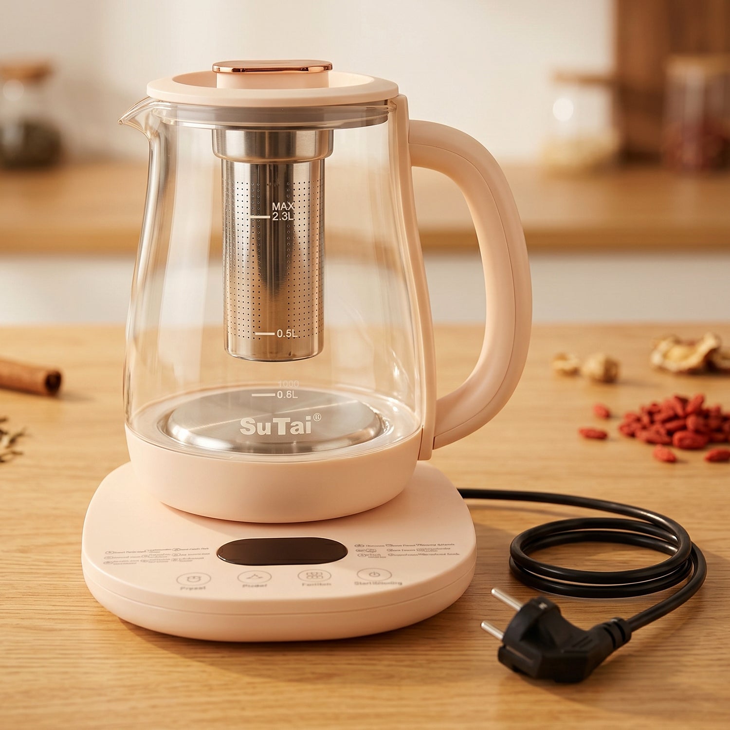 Suta Electric Glass Kettle 2.3L Tea Maker with Infuser and Temperature Control (1 Pc)