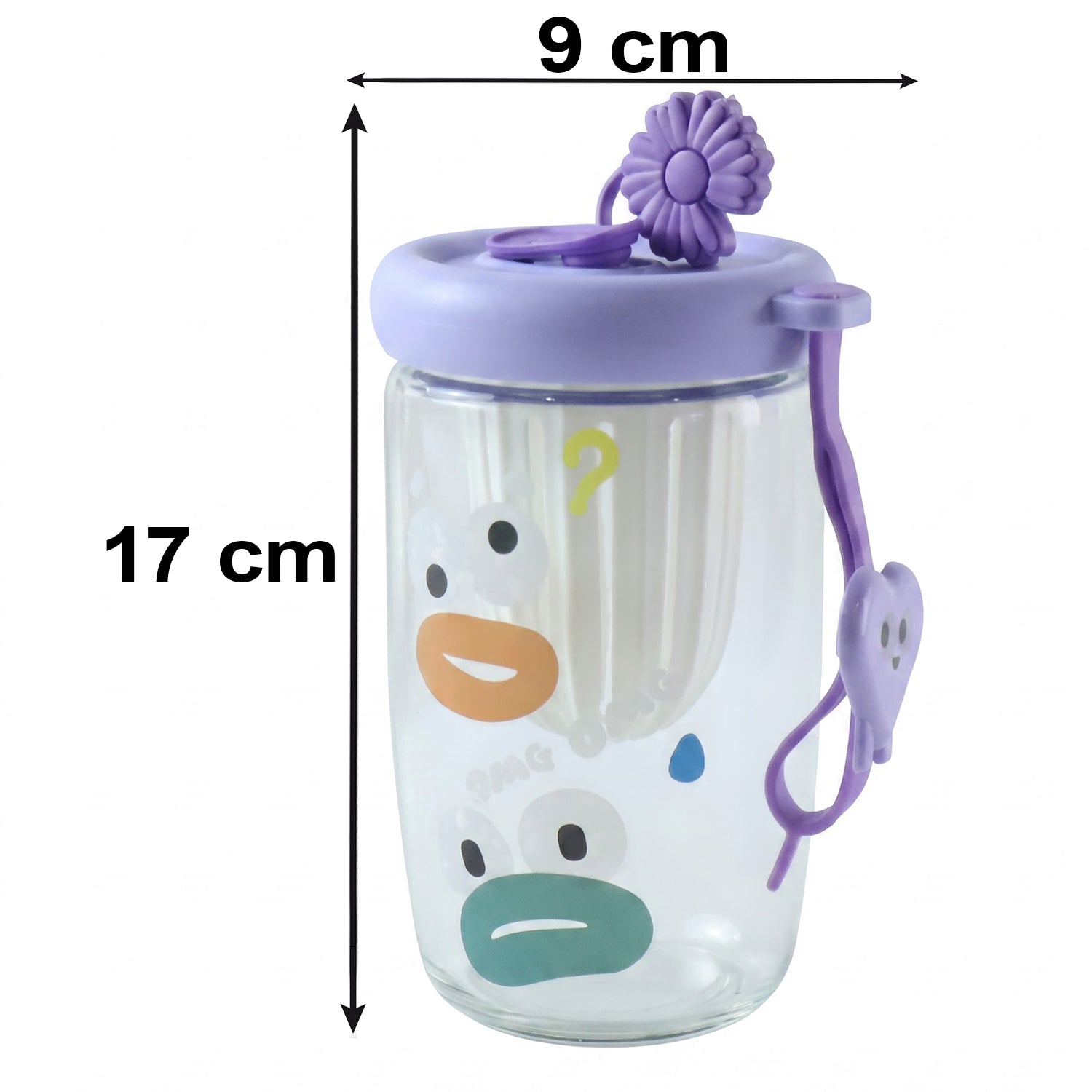 Glass Fruit Tea Sipper Cup 500 ML with Infuser Strainer and Strap (1 Pc)