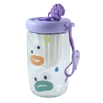 Glass Fruit Tea Sipper Cup 500 ML with Infuser Strainer and Strap (1 Pc)