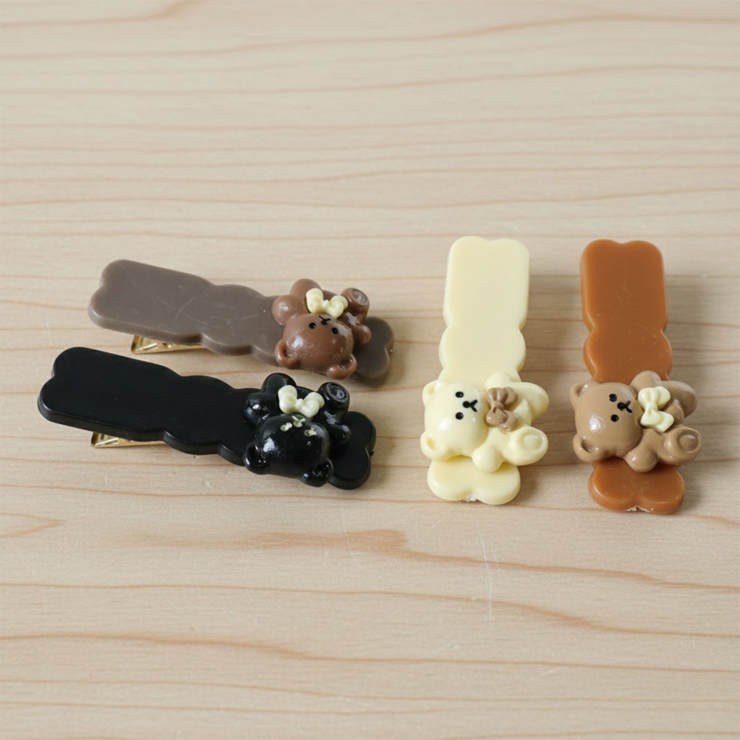 Cute Teddy Bear Decorative Snap Hair Clips Set (4 Pc)