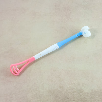 2-in-1 Baby Tongue Cleaner and Oral Massager Stick with Soft Silicone Brush Head