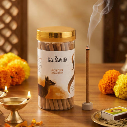 Kasturi Dhoop Sticks Jar for Rich Aroma & Relaxing Spiritual Experience (100 Gm)
