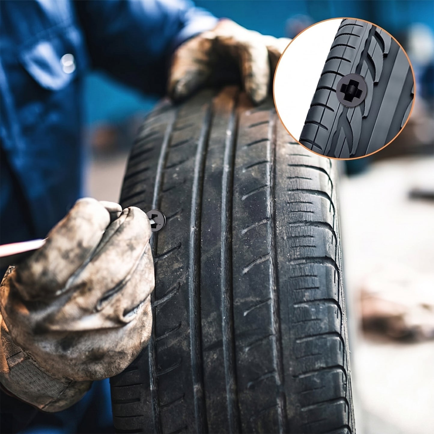 Rubber tire repair nail plug