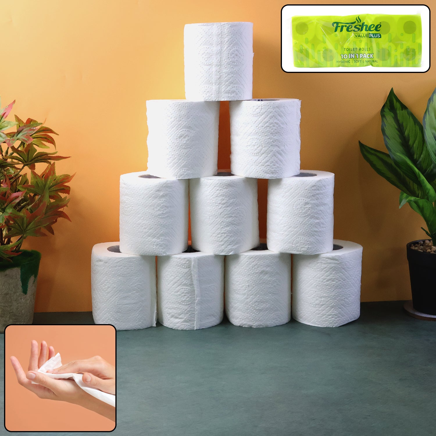 Toilet Tissue Rolls – Soft Embossed Bathroom Tissue, 220 Sheets × 10 Rolls