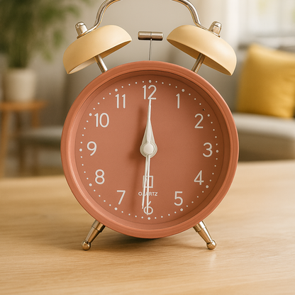 Retro Twin Bell Metal Alarm Clock for Bedroom | Loud Alarm | Quartz Table Clock