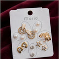 Elegant Gold Tone Pearl & Crystal Stud Earrings Set for Women and Girls