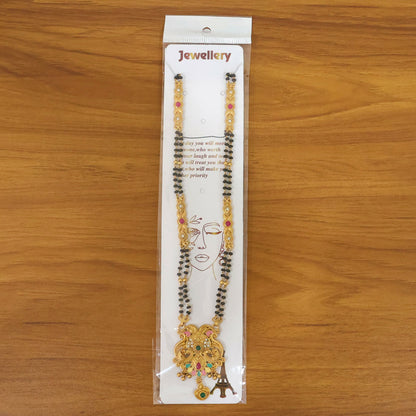 Overall view of the Makara dragon scroll pendant mangalsutra worn as ceremonial jewelry